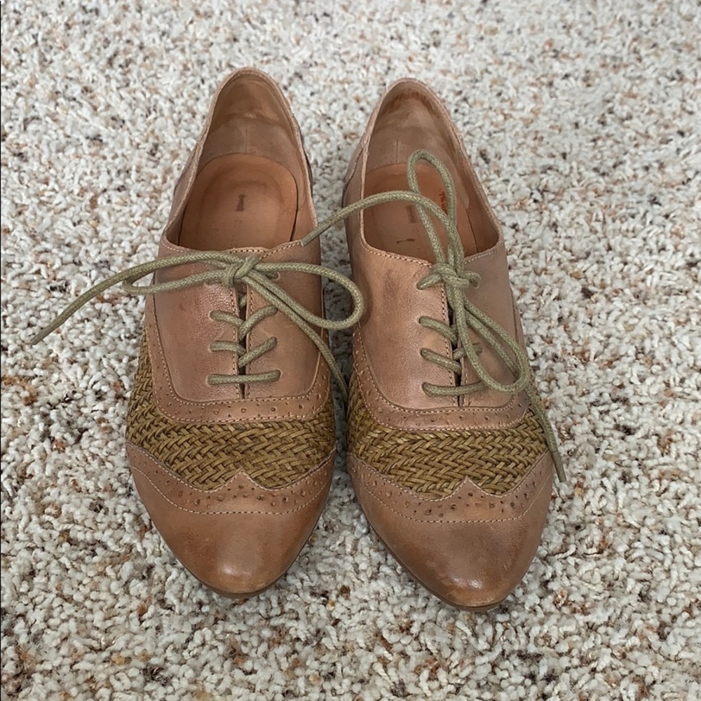 Tan leather oxfords
